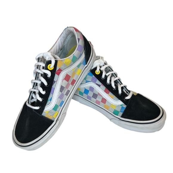 Vans off the wall old skool rainbow checks unisex skater shoes W Sz 7 M Sz 5.5 - Picture 2 of 13